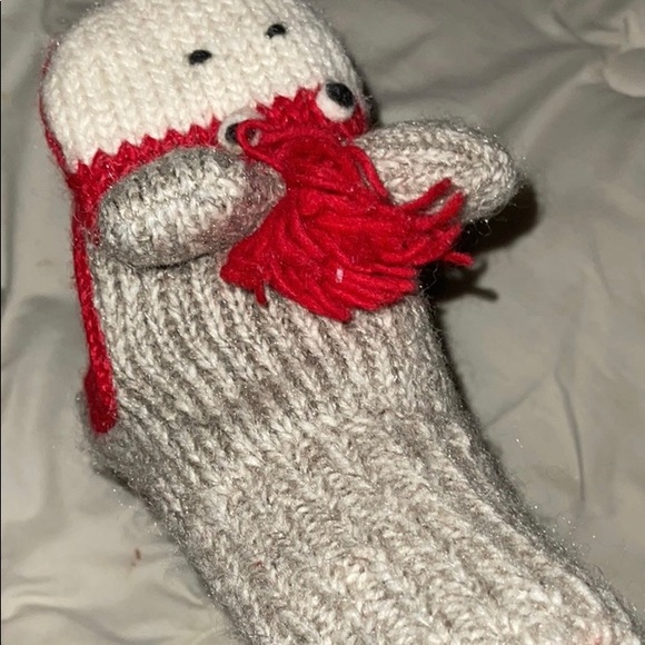 Adult Sock monkey mittens fleeced lined. Wool with fleece lining. - Picture 4 of 8